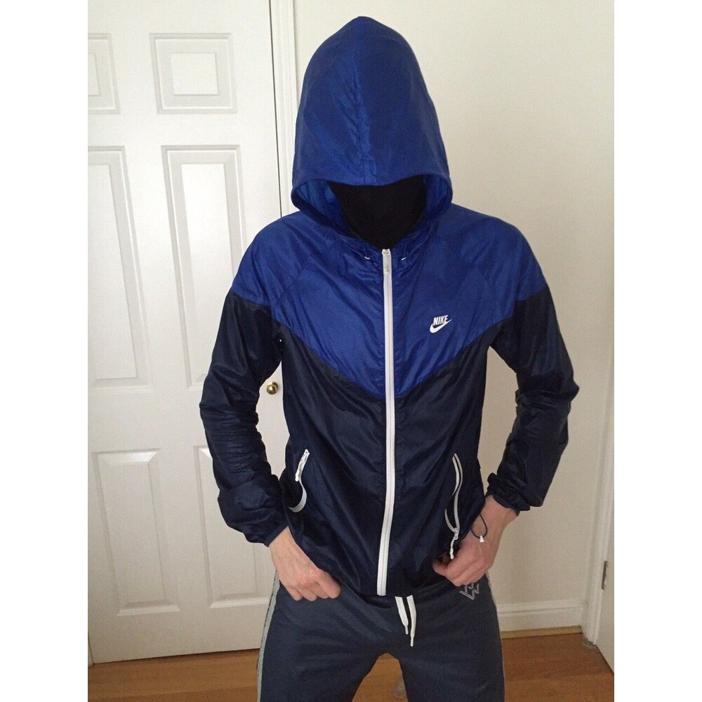 Nike Vintage Rare Windrunner Jacket Hyperfuse Light Nylon Glanz Blue Large